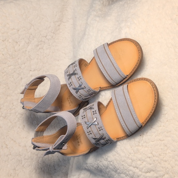 Frye Leather Evie Whipstich ankle strap two band sandals - Picture 6 of 11